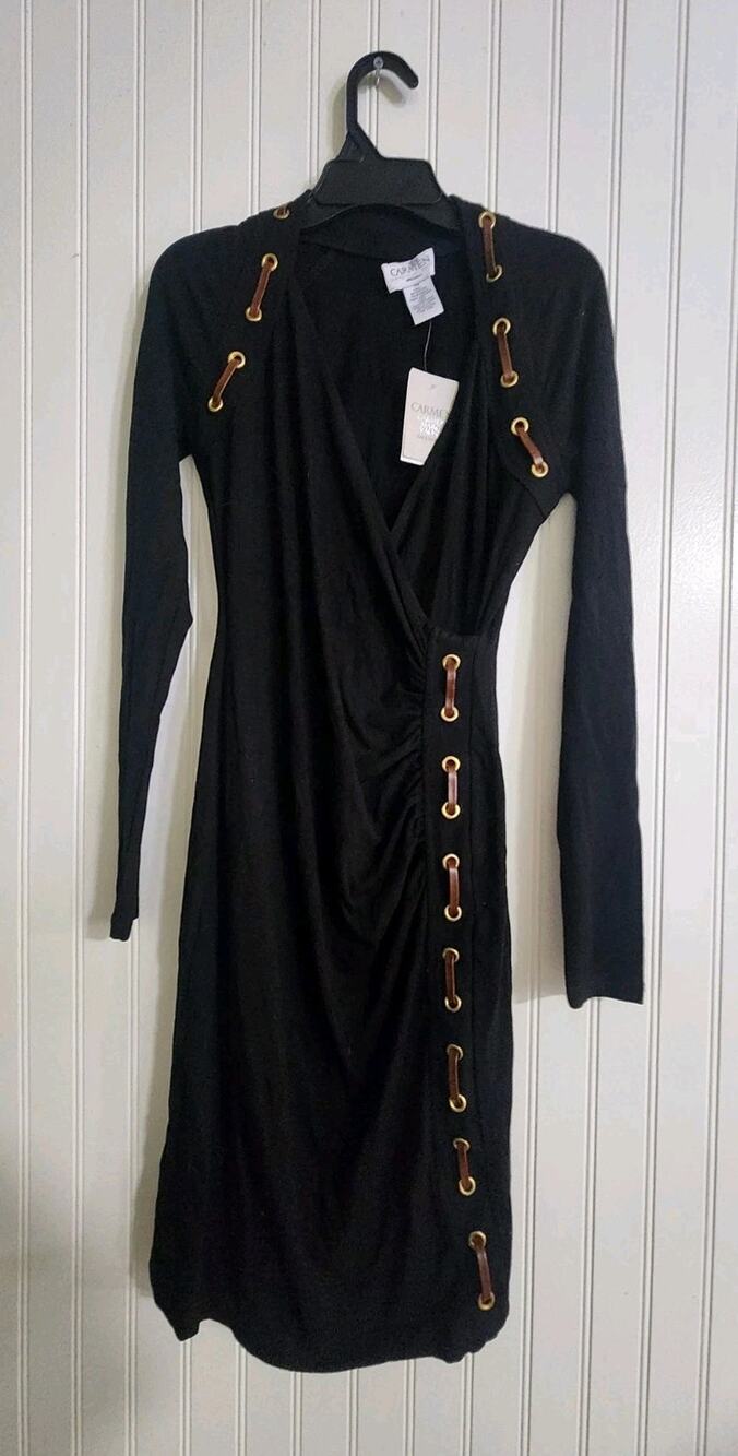 CARMEN by Clarke Marc Valvo Dress Ruched LBD Party Cocktail Wedding NWT XS